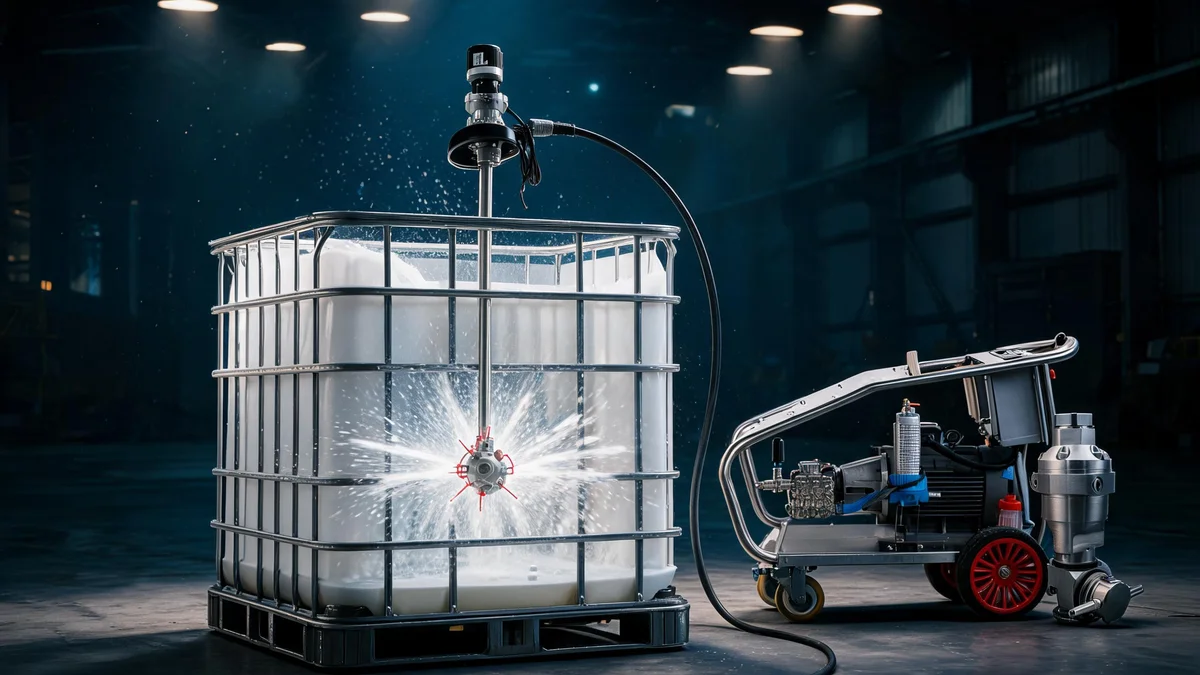 3D rotating IBC tote cleaning nozzles commercial cover