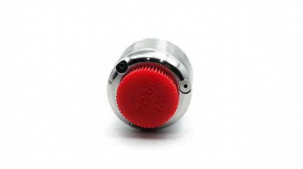 Front angled view of metal elbow nozzle highlighting reinforced structure for heavy duty cleaning applications.