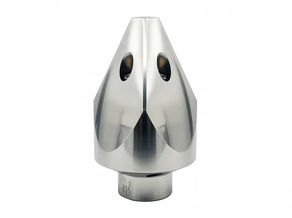 Front view showing mounting flange and body structure of the penetrator nozzle.