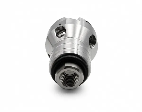 Side view tapered bulb nozzle showing conical flow path and durable construction for industrial manufacturing use.