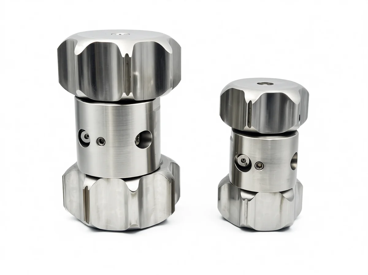 Industrial beater nozzle component designed for high-performance mixing applications, detailed view with metallic finish